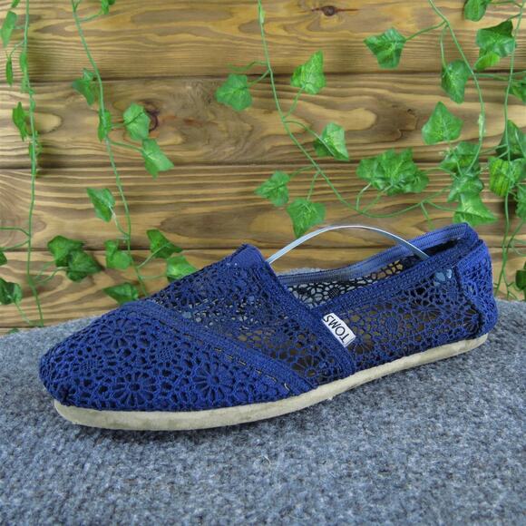 TOMS Women's Alpargata‎ Flat Blue Fabric Sz 8.5 Medium Used 2025 - Picture 1 of 6